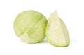 Cabbage isolated on white background, whole and half Royalty Free Stock Photo