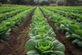 Cabbage lettuce field. Generate Ai Royalty Free Stock Photo