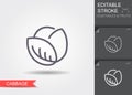 Cabbage. Line icon with editable stroke with shadow