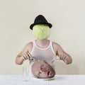 Cabbage Man Eats Head Royalty Free Stock Photo