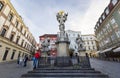 Cabbage Market Square, Zelny trh and Holy Trinity Column - Brno, Czech Republic .8 May 2023 Royalty Free Stock Photo