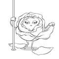 Cabbage pole dancer coloring vector illustration