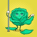 Cabbage pole dancer pop art vector illustration