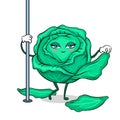 Cabbage pole dancer pop art vector illustration