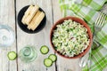 Cabbage radish cucumber dill salad with greek yogurt dressing Royalty Free Stock Photo