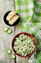 Cabbage radish cucumber dill salad with greek yogurt dressing Royalty Free Stock Photo