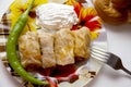 Cabbage rolls filled with minced meat and rice on plate Royalty Free Stock Photo