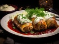 Cabbage Rolls with Mashed Potatoes, Cabbage Rolls Stuffed with Ground Meat and Rice Royalty Free Stock Photo