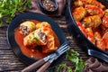 Cabbage rolls served on a black plate Royalty Free Stock Photo