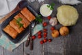 Cabbage rolls stuffed with ground meat and rice Royalty Free Stock Photo