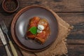 Cabbage rolls stuffed with rice and meat stewed in tomato sauce. Traditional dish, ready-to-eat food Royalty Free Stock Photo