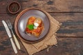 Cabbage rolls stuffed with rice and meat stewed in tomato sauce. Traditional dish, ready-to-eat food Royalty Free Stock Photo