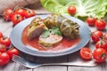 Cabbage rolls with tomao sauce. Royalty Free Stock Photo