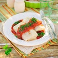 Cabbage Rolls with Tomato Sauce and Dill Royalty Free Stock Photo