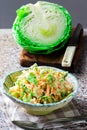 Cabbage salad cole slaw in a ceramic bowl Royalty Free Stock Photo