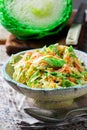 Cabbage salad cole slaw in a ceramic bowl Royalty Free Stock Photo