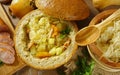 Cabbage soup in a loaf of bread Royalty Free Stock Photo