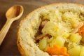 Cabbage soup in a loaf of bread Royalty Free Stock Photo