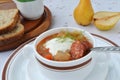 Cabbage soup with sausage. Royalty Free Stock Photo