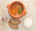 Cabbage soup is a traditional dish of Russian national cuisine Royalty Free Stock Photo