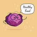 Cabbage with speech bubble. Balloon sticker. Cool vegetable. Vector illustration. Cabbage clever nerd character. Healthy food conc Royalty Free Stock Photo