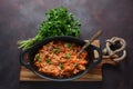 Cabbage stew with grilled sausage in tomato sauce Royalty Free Stock Photo