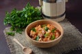 Cabbage stew with grilled sausage in tomato sauce - Royalty Free Stock Photo