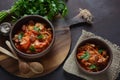 Cabbage stew with grilled sausage in tomato sauce Royalty Free Stock Photo