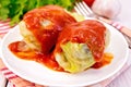 Cabbage stuffed with tomato sauce on plate Royalty Free Stock Photo