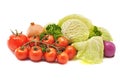 Cabbage tomatoes onions parsley on a white background Royalty Free Stock Photo