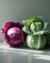 Cabbage varieties including red and green cabbage Royalty Free Stock Photo
