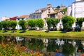 Cabe river and old houses at Monforte de Lemos Royalty Free Stock Photo