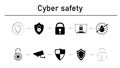 Caber safety simple concept icons set