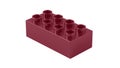 Cabernet Plastic Lego Block Isolated on a White Background.