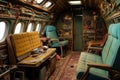 Cabin of an abandoned aircraft Royalty Free Stock Photo