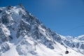 Cabin of the Aiguille du Midi cable car. Mont Blanc and the Alps mountains. Royalty Free Stock Photo