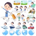 Cabin attendant blue women_travel