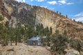 A cabin of the Black Eagle Camp mining ghost town