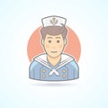 Cabin boy, mariner, sailor icon. Avatar and person illustration.