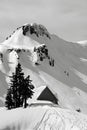 A cabin buried in heavy snow up at Mt. Baker Ski Resort Royalty Free Stock Photo