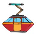 Cabin cableway. Vector illustration of a cable car lift in the mountains.