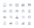 Cabin and chalet line icons collection. Rustic, Cozy, Lodge, Forest, Nature, Retreat, Secluded vector and linear