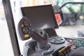 The cabin and control stick tractor of a modern tractor Royalty Free Stock Photo
