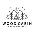 cabin or cottage line art logo vector illustration template icon design