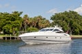 Cabin cruiser on river Royalty Free Stock Photo