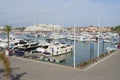 Cabin cruisers in yacht marina Royalty Free Stock Photo