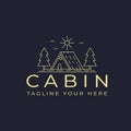 cabin house logo line art vector illustration template graphic design