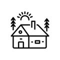 Black line icon for Cabin, cottage and shack