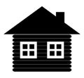 Cabin icon silhouette. Cottage vector illustration isolated on white Royalty Free Stock Photo