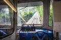 Cabin interior of funicular train at Mount of Tibidabo, Barcelona, Spain